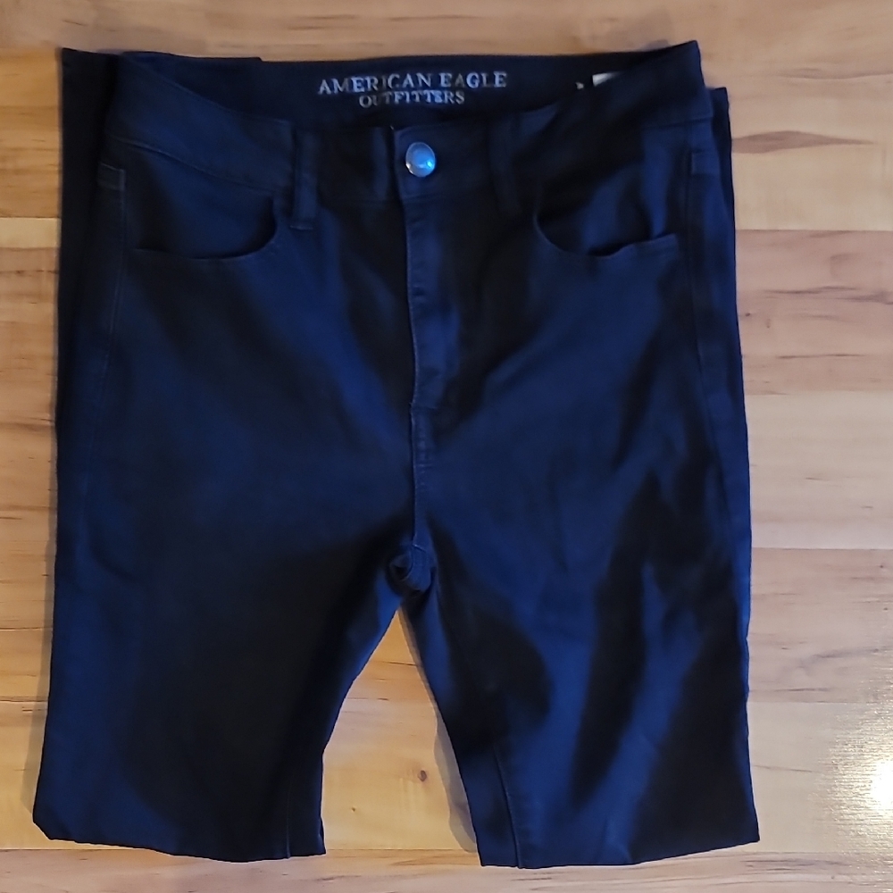 American Eagle Outfitters Womens Hi Rise Jegging, Black, 8